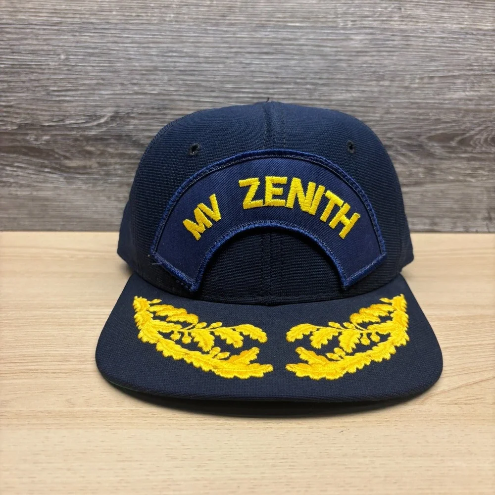Vintage MV Zenith Cruise Ship Hat Cap Snap Back Blue Scrambled Eggs New Era 90s